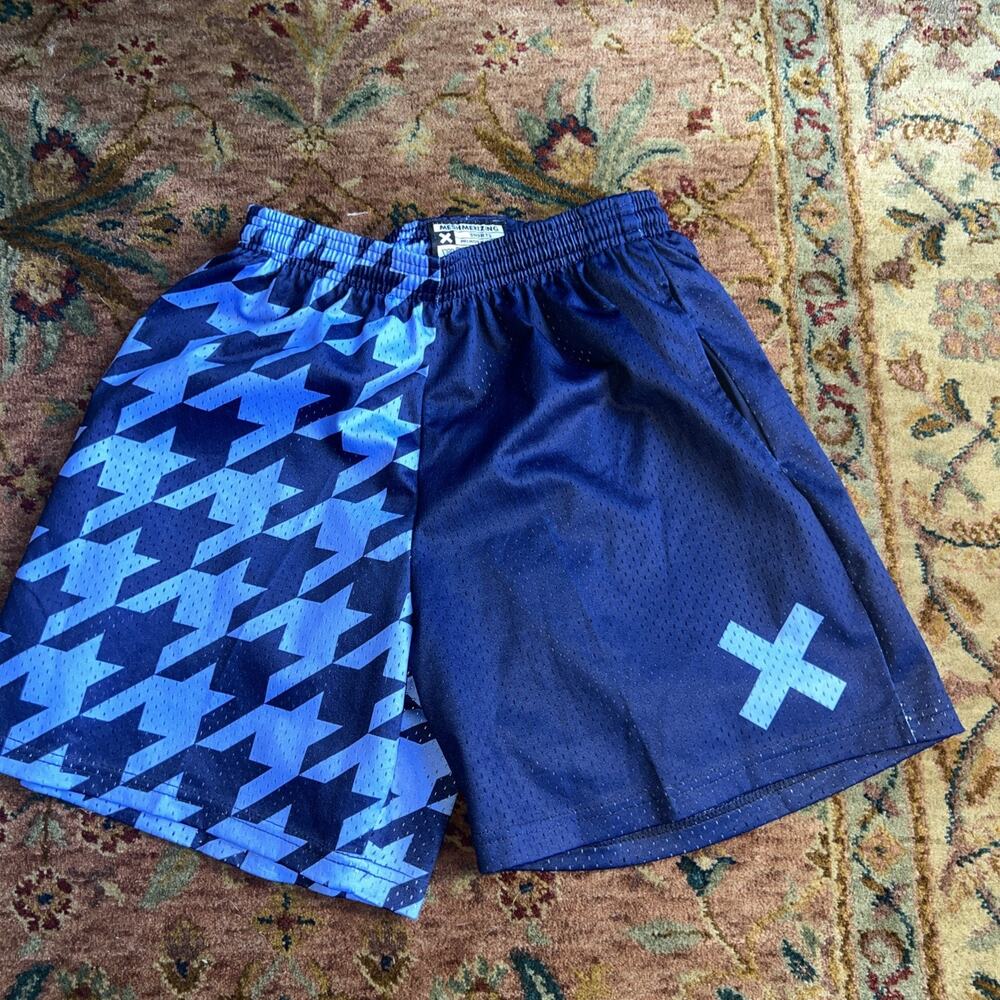 Obsidian Geometric Blue Mesh Shorts Athletic Y2K Streetwear Bball M Someslight